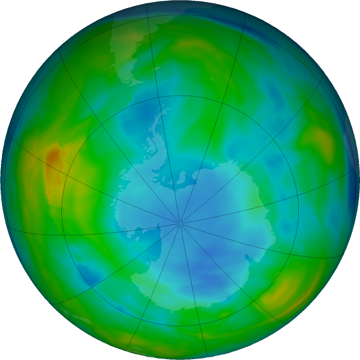 Antarctic ozone map for 14 June 2018